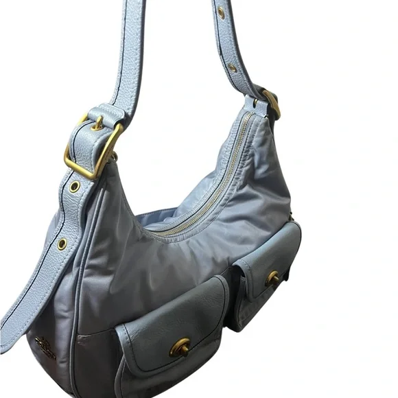 Coach EUC Bluebell Nylon & Leather Cargo Hobo Bag - Picture 3 of 13